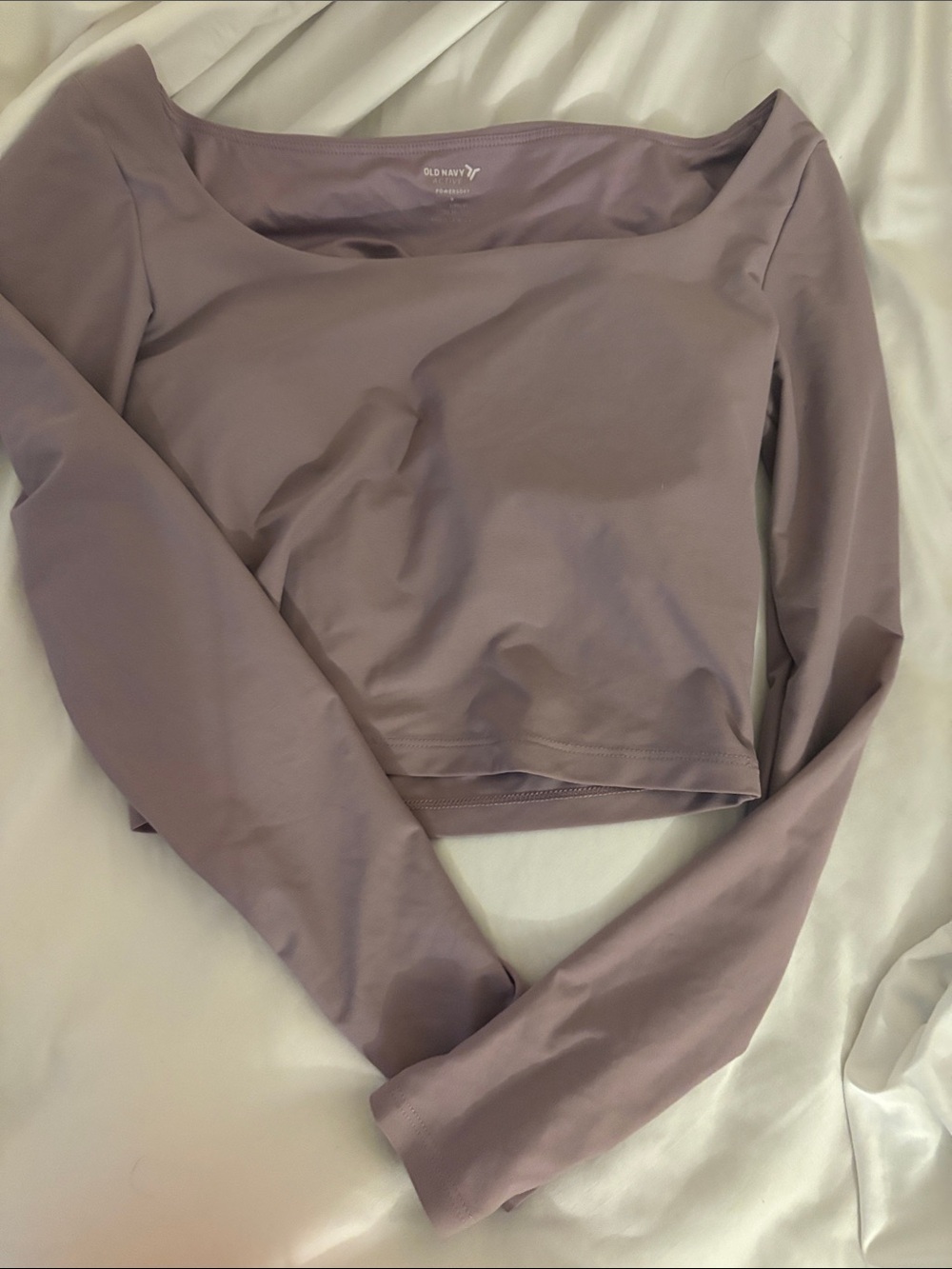 Old Navy Lavender-Mauve Square Neck Long-Sleeve Crop Top